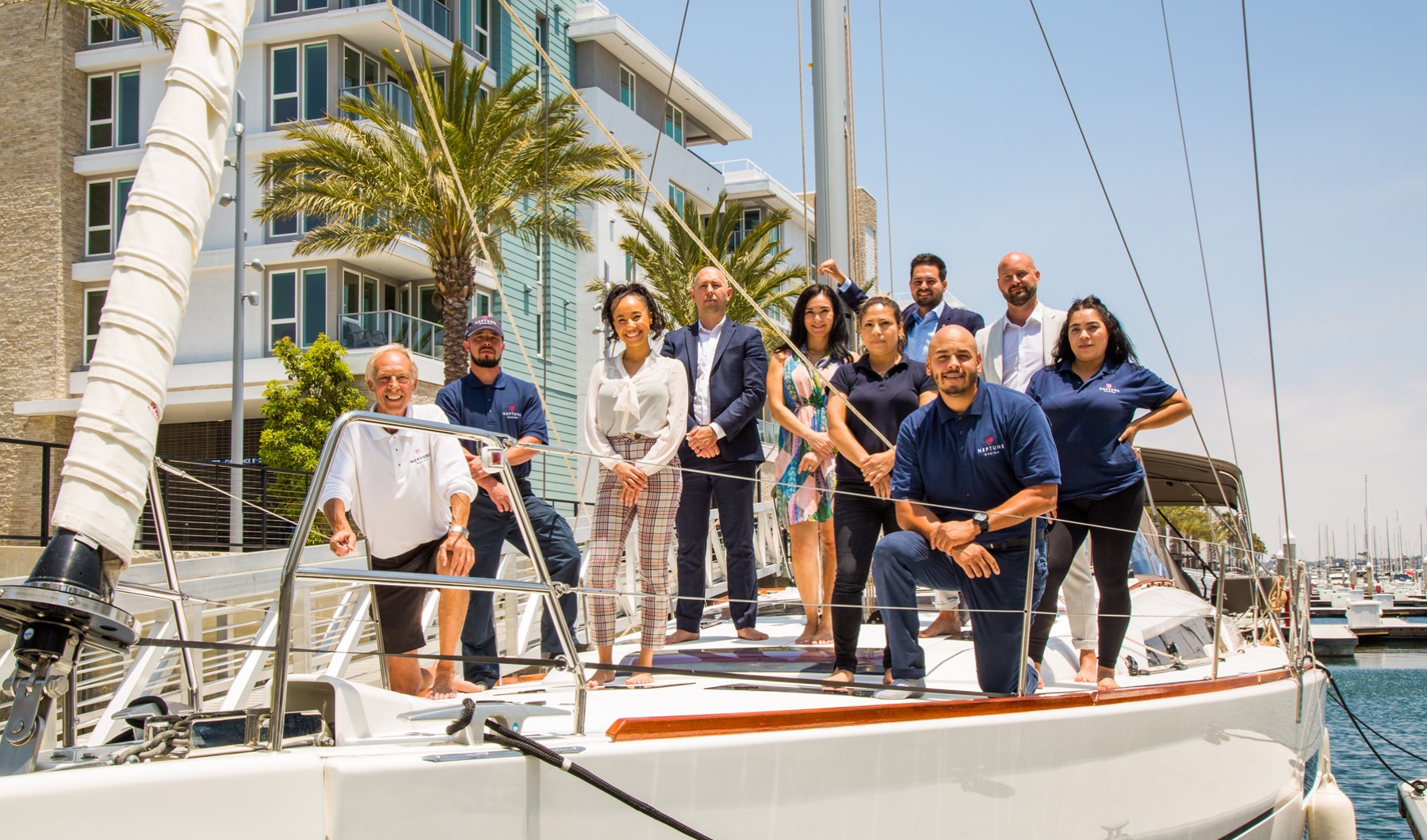 Neptune Marina workers on boat